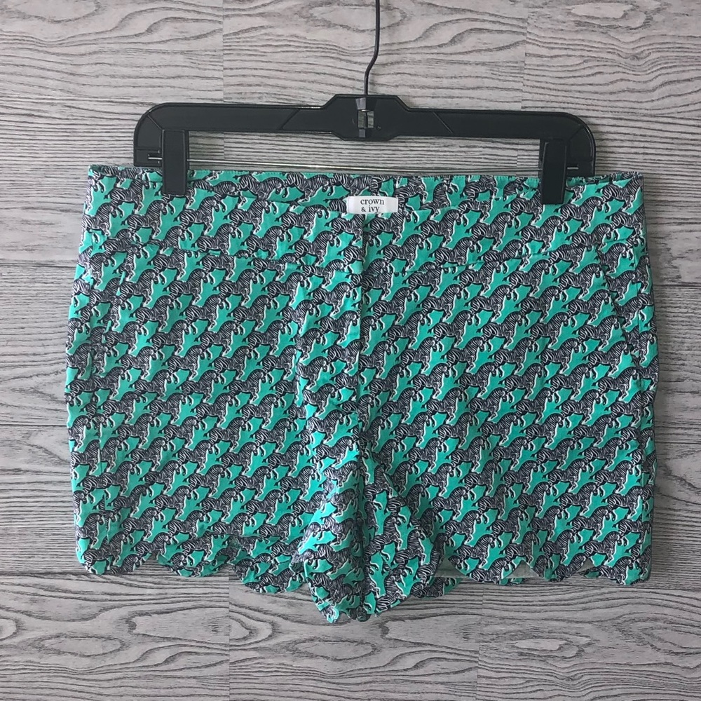 Crown & Ivy | Scalloped Zebra Shorts (Size 10)